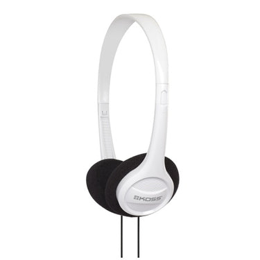 Koss KPH7 on-ear headphones in white, lightweight and comfortable, ideal bulk school headphones for education.